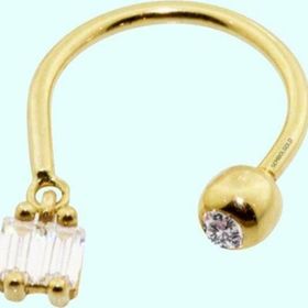 Sembol Gold 14 Ayar Baget Taşlı Altın Yarım Halka Kulak Piercing
