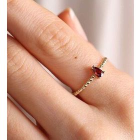 Sembol Gold 14 Ayar Burç Yüzükler Damla Ruby Altın Doğum Taşı Yüzük