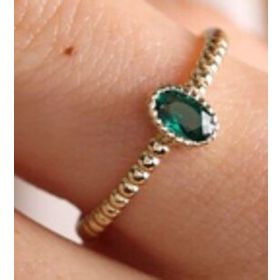 Sembol Gold 14 Ayar Burç Yüzükler Oval Emerald Altın Doğum Taşı Yüzük