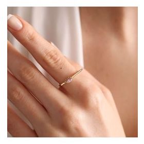 Sembol Gold 14 Ayar Burç Yüzükler Pink Altın Doğum Taşı Yüzük
