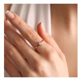 Sembol Gold 14 Ayar Burç Yüzükler Pink Altın Doğum Taşı Yüzük