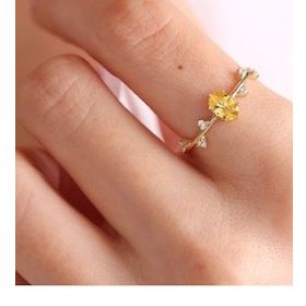 Sembol Gold 14 Ayar Citrin Altın Vintage Yüzük