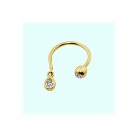 Sembol Gold 14 Ayar Damla Taşlı Altın Yarım Halka Kulak Piercing