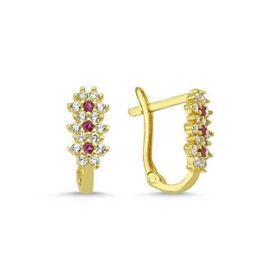 Sembol Gold 14 Ayar J Model Taşlı Altın Çocuk Küpe