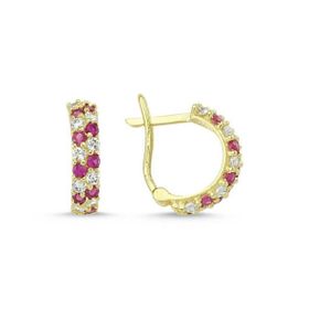 Sembol Gold 14 Ayar J Model Taşlı Altın Çocuk Küpe