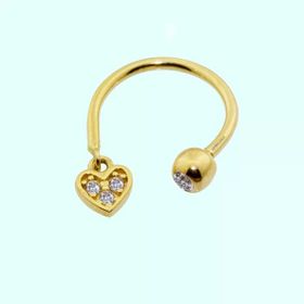 Sembol Gold 14 Ayar Kalpli Altın Yarım Halka Kulak Piercing