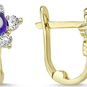 Sembol Gold 14 Ayar Nazarboncuklu Çiçek Altın Çocuk Küpesi
