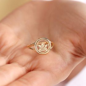 Sembol Gold 14 Ayar Parlak Form Altın Melek Yüzük