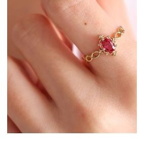 Sembol Gold 14 Ayar Ruby Altın Vintage Yüzük