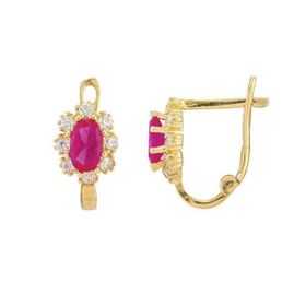 Sembol Gold 14 Ayar Ruby Taşlı Altın Çocuk Küpe