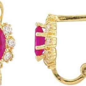 Sembol Gold 14 Ayar Ruby Taşlı Altın Çocuk Küpe