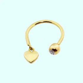 Sembol Gold 14 Ayar Sade Kalp Altın Yarım Halka Kulak Piercing
