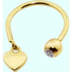 Sembol Gold 14 Ayar Sade Kalp Altın Yarım Halka Kulak Piercing