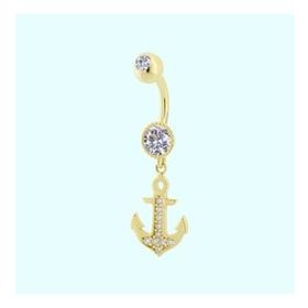 Sembol Gold 14 Ayar Sallantılı Çapa Altın Göbek Piercing
