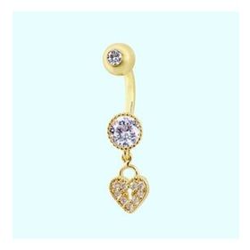 Sembol Gold 14 Ayar Sallantılı Kalp Altın Göbek Piercing