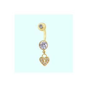 Sembol Gold 14 Ayar Sallantılı Kalp Altın Göbek Piercing