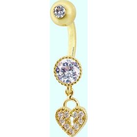 Sembol Gold 14 Ayar Sallantılı Kalp Altın Göbek Piercing