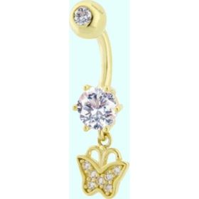 Sembol Gold 14 Ayar Sallantılı Kelebek Altın Göbek Piercing