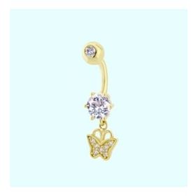 Sembol Gold 14 Ayar Sallantılı Kelebek Altın Göbek Piercing