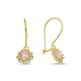 Sembol Gold 14 Ayar Sallantılı Model Taşlı Altın Çocuk Küpe