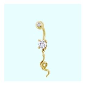 Sembol Gold 14 Ayar Sallantılı Yılan Altın Göbek Piercing