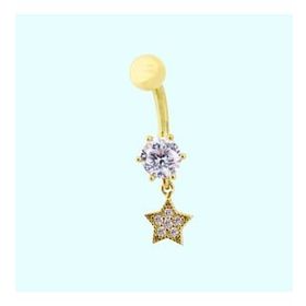 Sembol Gold 14 Ayar Sallantılı Yıldız Altın Göbek Piercing