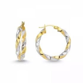 Sembol Gold 14 Ayar Sarı Beyaz Altın İtaly Halka Küpe