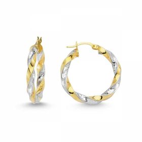 Sembol Gold 14 Ayar Sarı Beyaz Altın İtaly Halka Küpe