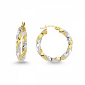 Sembol Gold 14 Ayar Sarı Beyaz Altın İtaly Halka Küpe