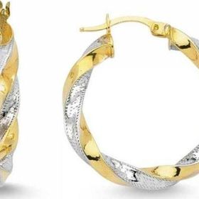 Sembol Gold 14 Ayar Sarı Beyaz Altın İtaly Halka Küpe