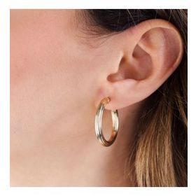Sembol Gold 14 Ayar Siens Tasarım 2.5 cm Altın Halka Küpe