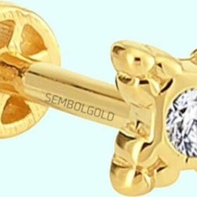 Sembol Gold 14 Ayar Taşlı Altın Taşlı Tragus Piercing