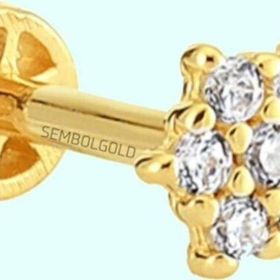 Sembol Gold 14 Ayar Taşlı Altın Taşlı Tragus Piercing