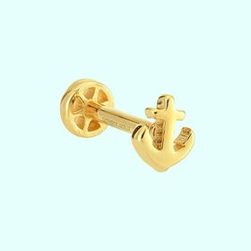 Sembol Gold 14 Ayar Taşsız Altın Çapa Tragus Piercing