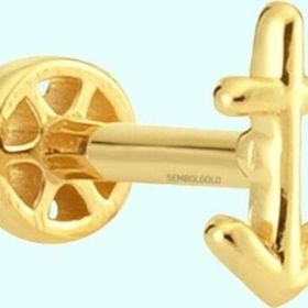 Sembol Gold 14 Ayar Taşsız Altın Çapa Tragus Piercing
