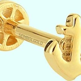 Sembol Gold 14 Ayar Taşsız Altın Çapa Tragus Piercing
