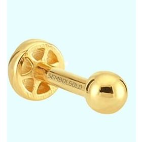 Sembol Gold 14 Ayar Taşsız Altın Top Tragus Piercing