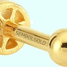 Sembol Gold 14 Ayar Taşsız Altın Top Tragus Piercing