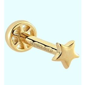 Sembol Gold 14 Ayar Taşsız Altın Yıldız Tragus Piercing