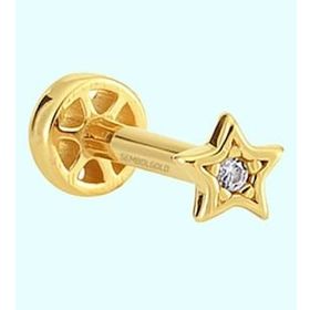 Sembol Gold 14 Ayar Taşsız Altın Yıldız Tragus Piercing