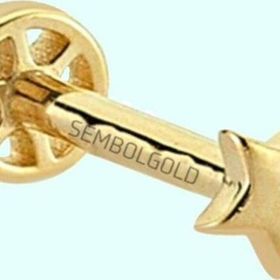 Sembol Gold 14 Ayar Taşsız Altın Yıldız Tragus Piercing