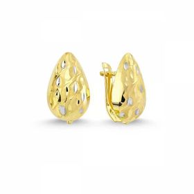 Sembol Gold 14 Ayar Taşsız Hat Çizgili Damla Modeli Altın J Küpe