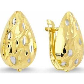 Sembol Gold 14 Ayar Taşsız Hat Çizgili Damla Modeli Altın J Küpe
