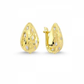 Sembol Gold 14 Ayar Taşsız Hat Çizgili Damla Modeli Altın J Küpe