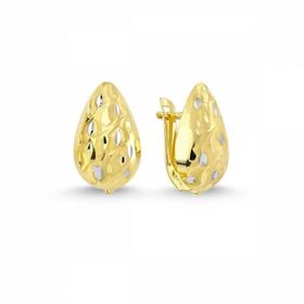 Sembol Gold 14 Ayar Taşsız Hat Çizgili Damla Modeli Altın J Küpe