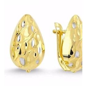 Sembol Gold 14 Ayar Taşsız Hat Çizgili Damla Modeli Altın J Küpe