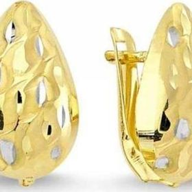 Sembol Gold 14 Ayar Taşsız Hat Çizgili Damla Modeli Altın J Küpe
