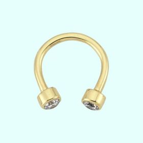 Sembol Gold 14 Ayar Tektaş Altın Yarım Halka Kulak Piercing