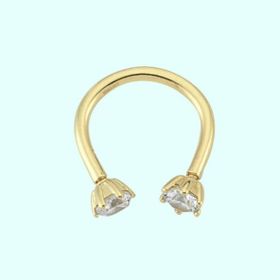 Sembol Gold 14 Ayar Tektaş Altın Yarım Halka Kulak Piercing