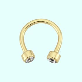 Sembol Gold 14 Ayar Tektaş Altın Yarım Halka Kulak Piercing